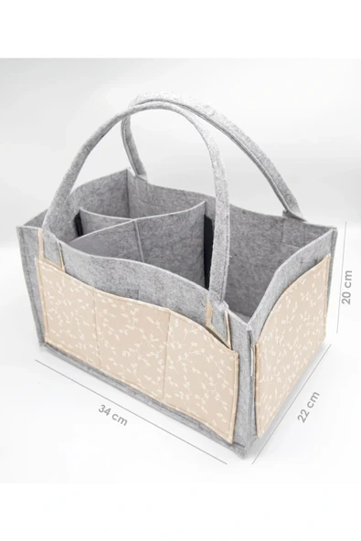 Babyjem 772 Somon Keçe Anne Bebek Bakım Çantası Çiçek - Resim 3