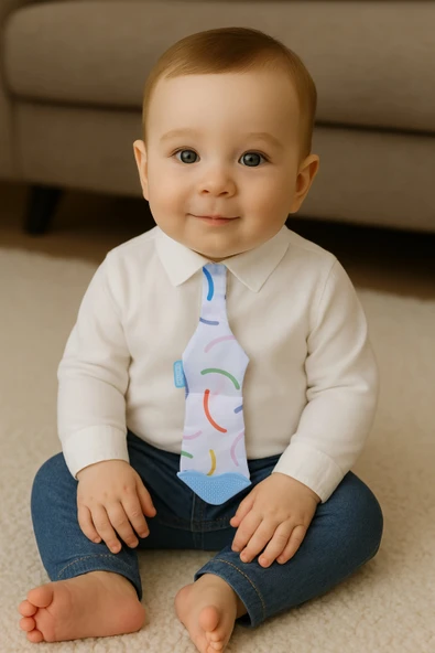 Babyjem Silikon Diş Kaşıyıcı Fular & Kravat Gülen Yüz Mavi ürün görseli