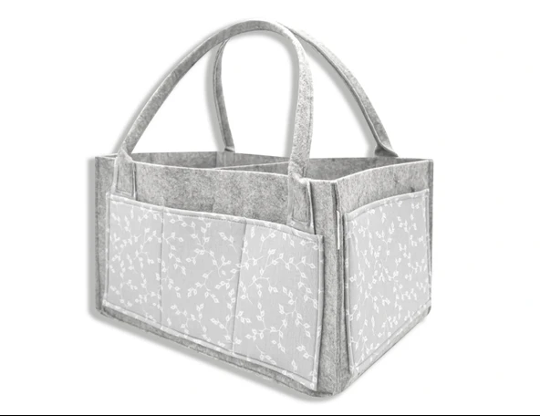 Babyjem 772 Yeşil Keçe Anne Bebek Bakım Çantası Çiçek - Resim 2