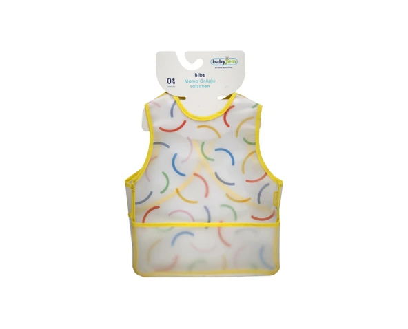 Babyjem Leke Tutmaz Giymeli Sarı Gülen Yüz Önlük - Resim 3