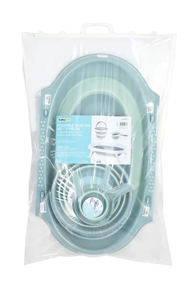 Babyjem Katlanır Banyo 3 Lü Set Turkuaz - 4