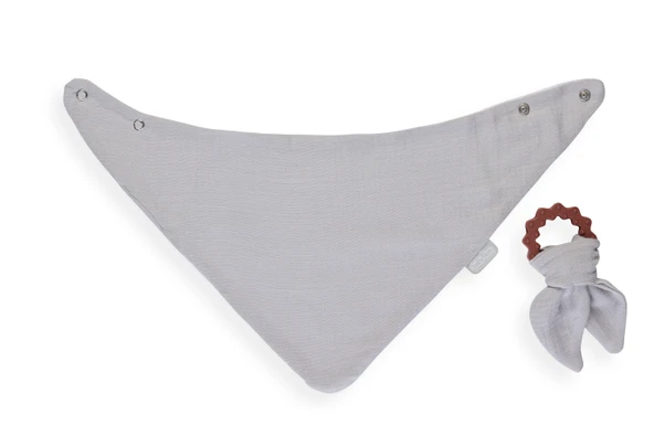 Babyjem Silikon Diş Kaşıyıcılı Müslin Önlük Gri - Resim 2