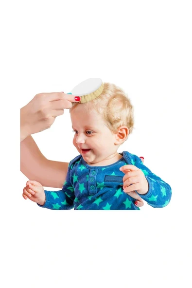 Babyjem 519 Mavi Fırça Tarak Seti Doğal Kıl - Resim 2