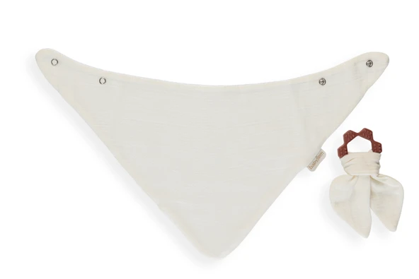 Babyjem Silikon Diş Kaşıyıcılı Müslin Önlük Ekru - Resim 2