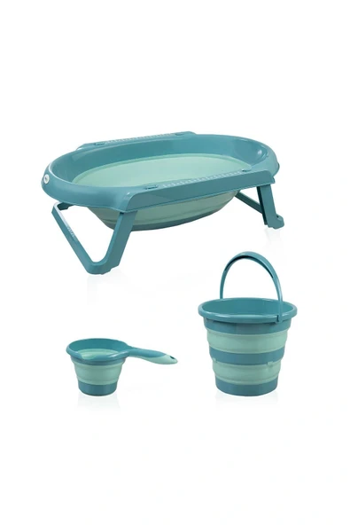 Babyjem Katlanır Banyo 3 Lü Set Turkuaz