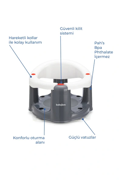 Babyjem Önden Açılır Banyo & Mama Oturağı Beyaz - 2