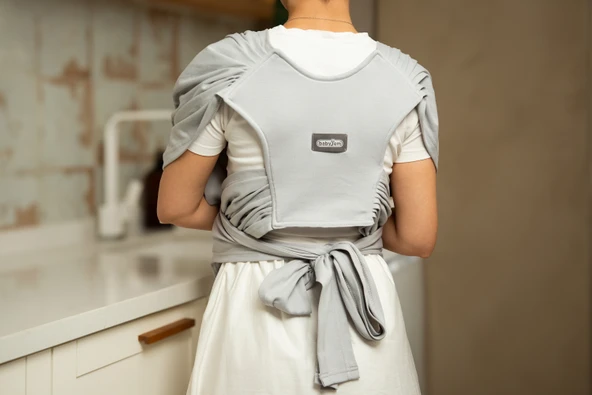 Babyjem Bel Destekli Terletmez Syling Anakucağı Bebek Taşıma Örtüsü Gri - Resim 2