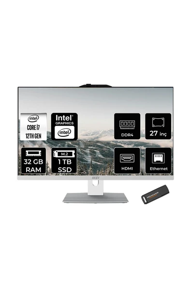 MSI Modern AM272P i7-1255U 32GB 1TB SSD 27" FHD IPS FDOS All In One PC Beyaz & PER4 BELLEK ürün görseli