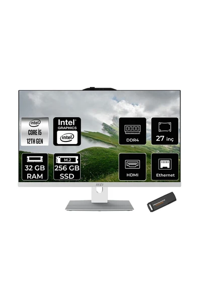 MSI Modern AM272P i5-1235U 32GB 256GB SSD 27" FHD IPS FDOS All In One PC Beyaz & PER4 BELLEK ürün görseli