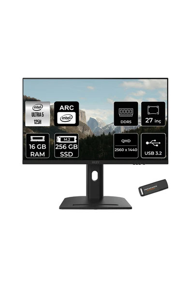 MSI Modern AM273QP AI Ultra 5 125H 16GB 256GB SSD 27" WQHD 100Hz FDOS All in One Bilgisayar & USB ürün görseli