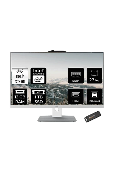 MSI Modern AM272P i7-1255U 12GB 1TB SSD 27" FHD IPS FDOS All In One PC Beyaz & PER4 BELLEK ürün görseli