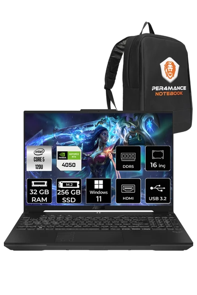 ASUS TUF Gaming F16 Core 5 210H 32GB 256GB SSD RTX4050/6GB 140W WUXGA 16" W11H LP029 & PER4 ÇANTA ürün görseli 1