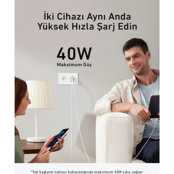 Anker 521 (Nano Pro) 40W Usb-C Şarj Cihazı - Beyaz - A2038 (Anker Türkiye Garantili) - 5