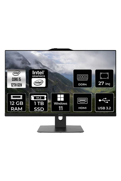 MSI Modern AM272P i5 1235U 12GB 1TB SSD 27" FHD W11P All In One Bilgisayar & PER4 Bellek ürün görseli
