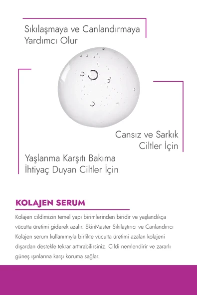 SkinMaster, Sıkılaştırıcı ve Canlandırıcı, Kolajen Serum - 20 ml  (Collagen, Panthenol, Ha) - 2