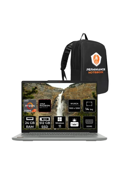 LENOVO Ideapad Slim 5 R7 7735HS 24GB DDR5 512GB SSD Radeon Graphics 14'' WUXGA W11H Dizüstü Laptop ürün görseli 1