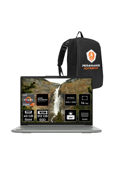 LENOVO Ideapad Slim 5 R7 7735HS 40GB DDR5 512GB SSD Radeon Graphics 14'' WUXGA FDOS Dizüstü Laptop ürün görseli 1