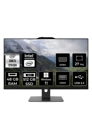 MSI Modern AM272P i5 1235U 48GB 512GB SSD 27" FHD W11H All In One Bilgisayar & PER4 Bellek ürün görseli