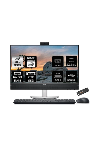 Dell Optiplex 7420 Plus i7 14700 64GB DDR5 2TB SSD UHD Graphics 770 23.8" FHD FDOS All in One PC ürün görseli