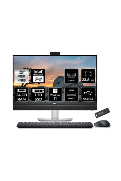 Dell Optiplex 7420 Plus i7 14700 24GB DDR5 1TB SSD UHD Graphics 770 23.8" FHD W11H All in One PC ürün görseli