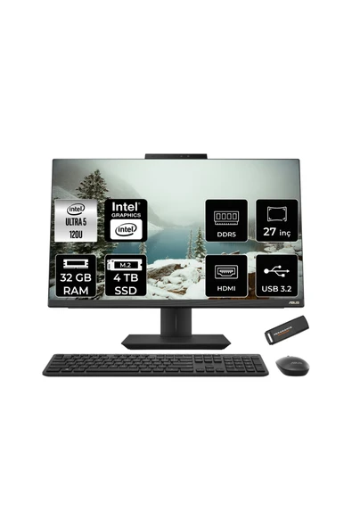 ASUS A5702WVARK Ultra 5 120U 32GB DDR5 4TB SSD Intel Graphics 27" FHD FDOS Siyah All in One & PER4 ürün görseli
