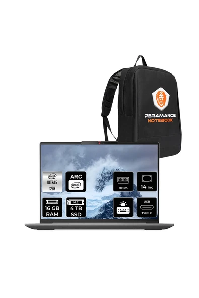 LENOVO IdeaPad Slim 5 Ultra 5 125H 16GB 4TB SSD WUXGA OLED 400Nits 14'' FDOS Dizüstü & PER4 ÇANTA ürün görseli 1