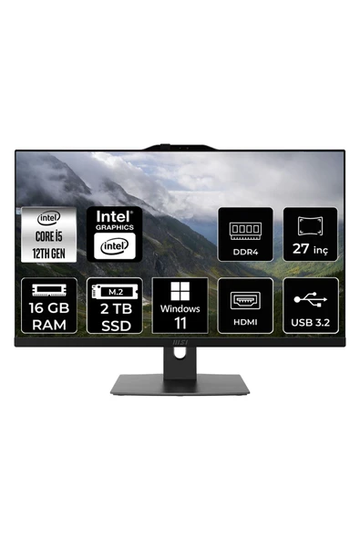 MSI Modern AM272P i5 1235U 16GB 2TB SSD 27" FHD W11H All In One Bilgisayar & PER4 Bellek ürün görseli