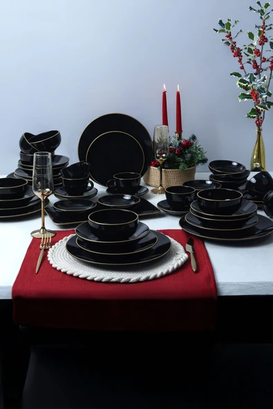 Keramika Ege Siyah Gold Yemek/Kahvaltı Takımı 44 Parça 6 Kişilik - 4