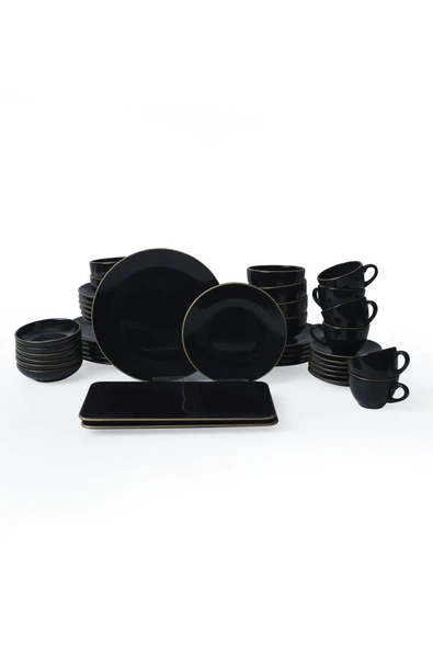 Keramika Ege Siyah Gold Yemek/Kahvaltı Takımı 44 Parça 6 Kişilik - 8