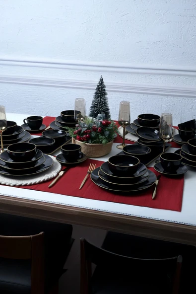 Keramika Ege Siyah Gold Yemek/Kahvaltı Takımı 44 Parça 6 Kişilik - 5