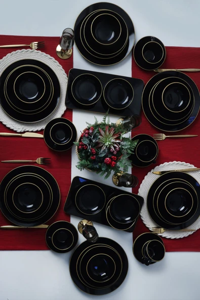 Keramika Ege Siyah Gold Yemek/Kahvaltı Takımı 44 Parça 6 Kişilik - 3