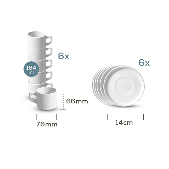 Keramika Keraart Anatolian Flowers Stackable Çay Takımı 12 Parça 6 Kişilik - 256/261 - 2
