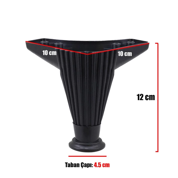 Mobilya Kanepe Koltuk Ünite Puf Ayağı 12 Cm Siyah Baza Ayakları - Resim 3