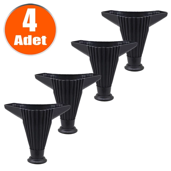 Mobilya Kanepe Koltuk Ünite Puf Ayağı 12 Cm Siyah Baza Ayakları (4 ADET)