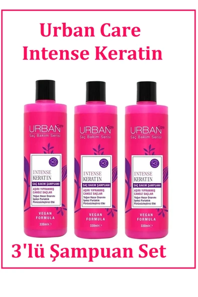 Intense Keratin Saç Bakım Şampuanı 330 ml Vegan X 3'lü Set - 1