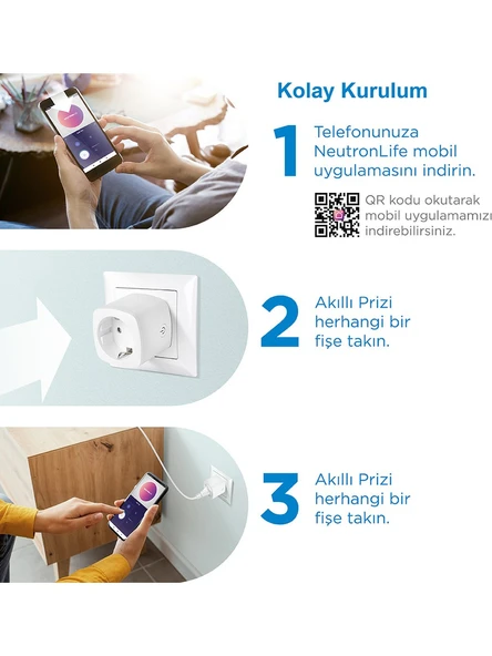 Neutron NTL-SW01 Akıllı Wi-Fi Destekli 16A Akım Korumalı Tekli Priz Uygulama Üzerinden Kontrol - 4