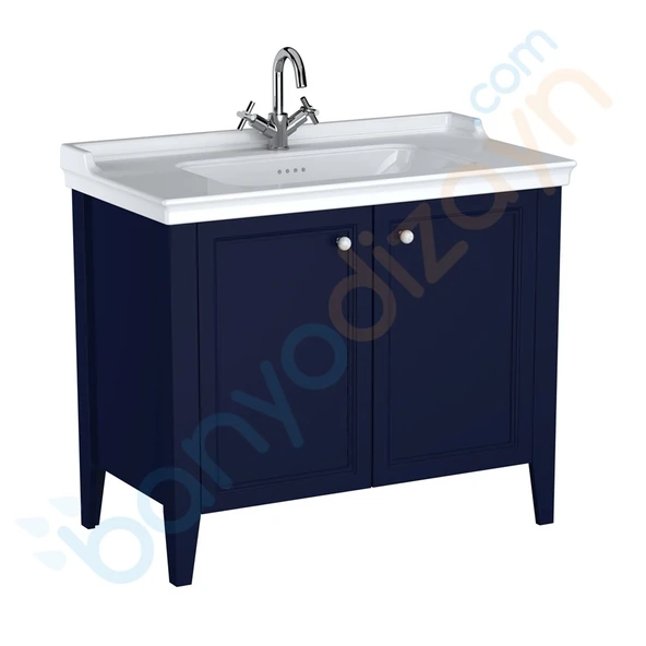 Vitra Valarte Neo Kapaklı Etajerli Lavabo Dolabı, 100 cm, Çelik Mavisi (Lavabo dahil)  65767 ürün görseli 1