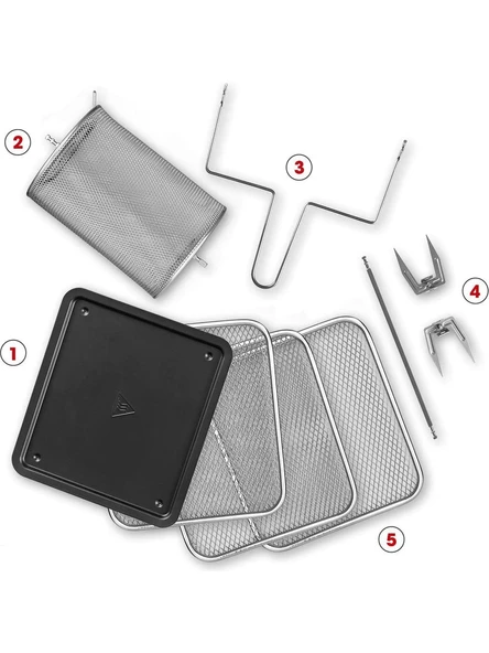 Johnson Aircooking Döner Hazne 10 Ön Ayarlı Zamanlayıcılı 12Litre Kapasiteli 1800 W Sıcak Hava Fritözü Siyah - 2
