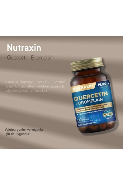 Nutraxin Quercetin + Bromelain 30 Tablet - Resim 7