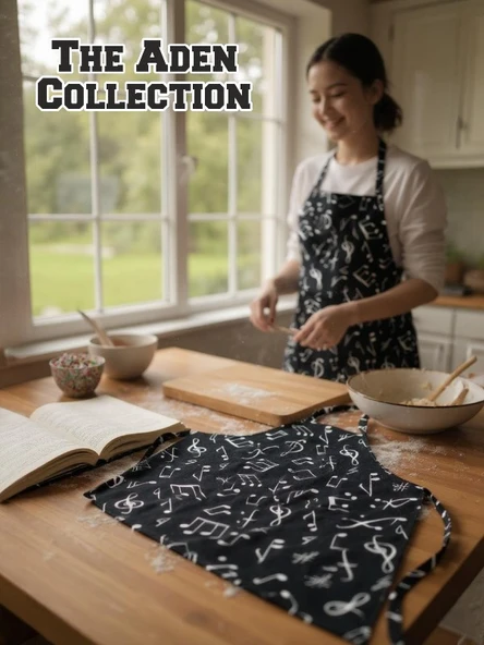 Nota Desenli Mutfak Önlüğü