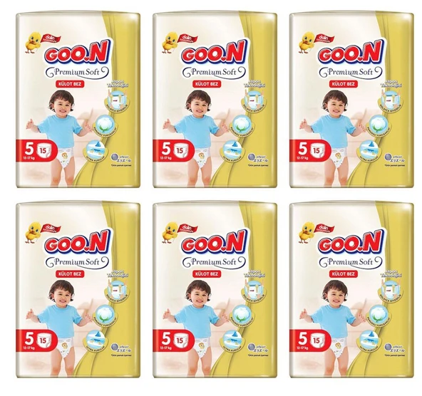 Goon Premium Soft Külot Bebek Bezi (5 Beden) 12-17 Kg | 15x6 Paket ürün görseli
