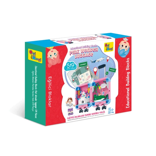 Ogi Mogi Toys Eğitici Bloklar Pembe Valiz 519 Parça, Lego Uyumlu Yapı Seti - 3