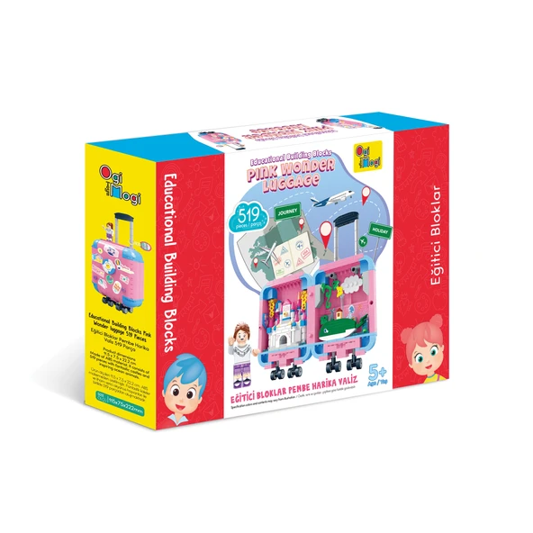 Ogi Mogi Toys Eğitici Bloklar Pembe Valiz 519 Parça, Lego Uyumlu Yapı Seti - 4
