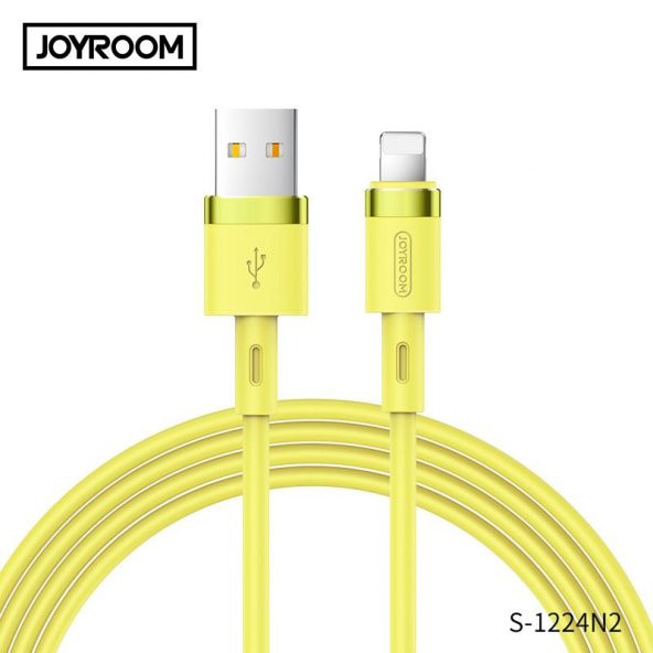 Joyroom S-1224N2 1.2M 2.4A iPhone USB-Lightning Silikon Data ve Şarj Kablosu Sarı