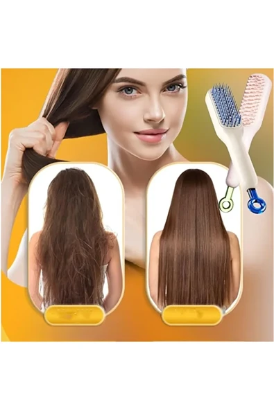 Mucit Home Kendi Kendini Temizleyen Otomatik Tuşlu Saç Tarağı Dolaşık Açıcı Anti-Statik Saç Tarağı - Resim 7