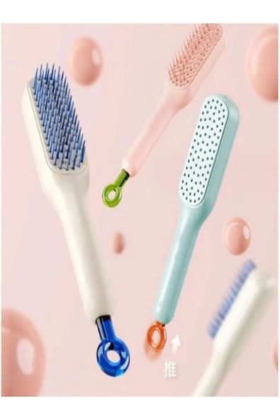 Mucit Home Kendi Kendini Temizleyen Otomatik Tuşlu Saç Tarağı Dolaşık Açıcı Anti-Statik Saç Tarağı - Resim 4