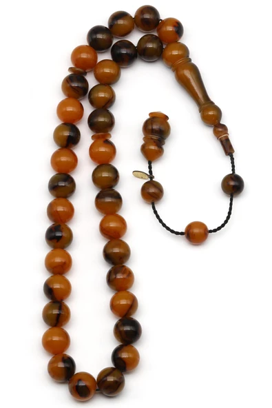 Usta İşçilikli Turuncu Sıkma Tesbih 10 mm Küre Kesim - Resim 2