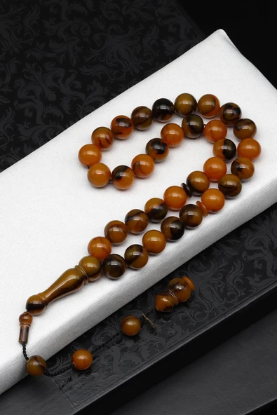 Usta İşçilikli Turuncu Sıkma Tesbih 10 mm Küre Kesim ürün görseli