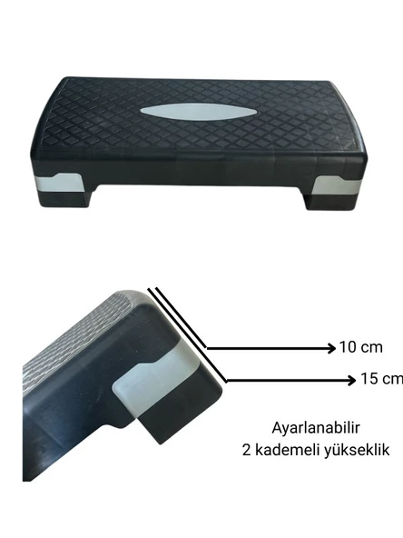Step Tahtası 2 Kademe Yükseklik Ayarlı Step Egzersiz Aleti, Kardiyo ve Fitness Platformu - 3