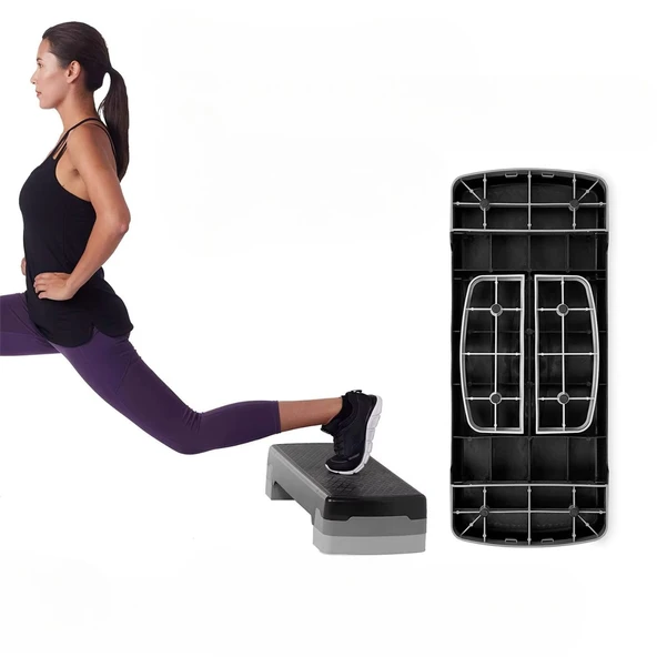 Step Tahtası  2 Kademe Yükseklik Ayarlı Step Egzersiz Aleti, Kardiyo ve Fitness Platformu - 6